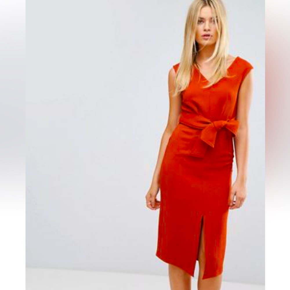 ASOS BURNT ORANGE MIDI DRESS